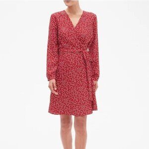 Banana Republic Polka Dot Wrap Dress Red White 10 NWT